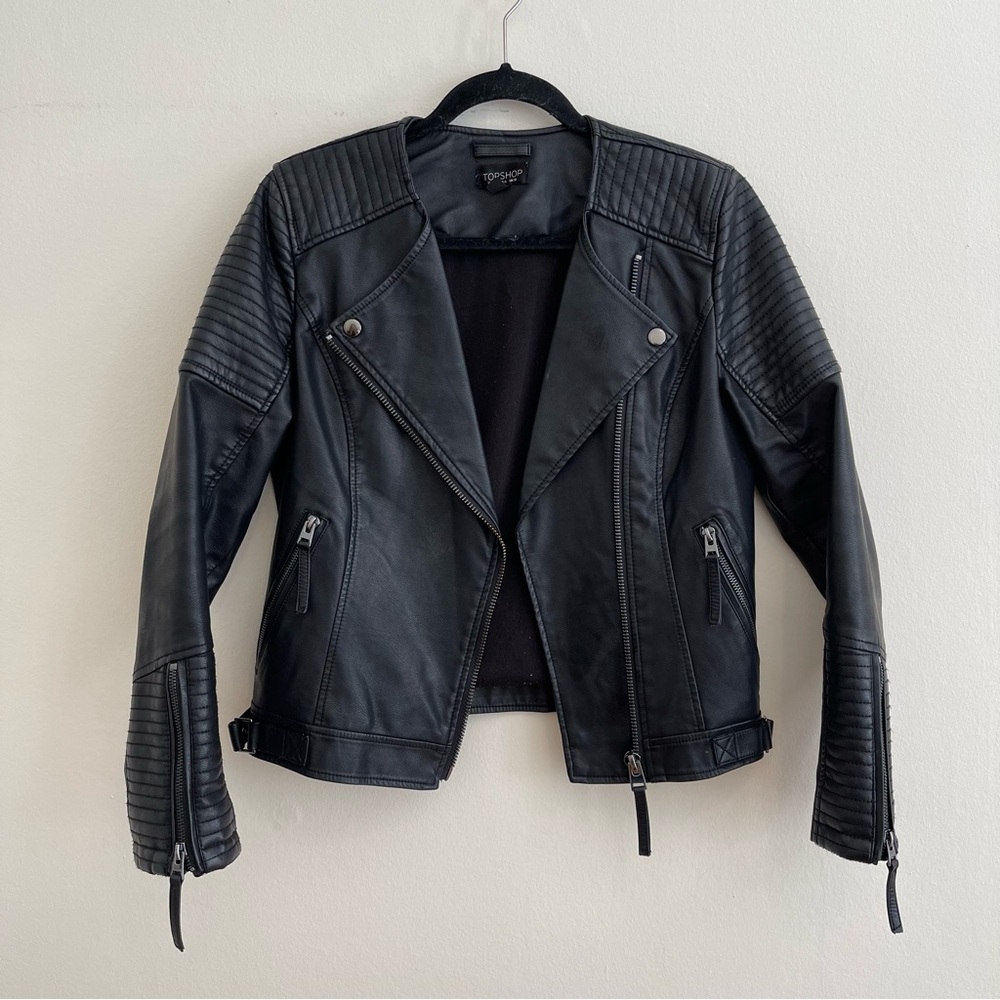 Topshop Black Leather Biker Jacket